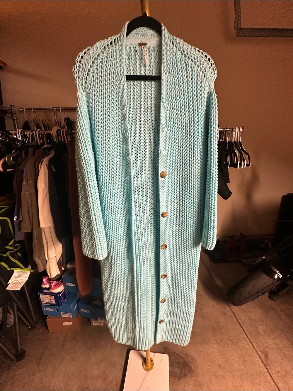 NEW FREE PEOPLE Offside Longline Crystal Seas Blue Cardigan Size S - Picture 5 of 7